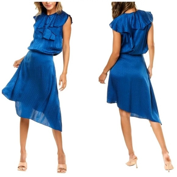 Zadig& Voltaire asymmetric navy blue 100% silk dress RUNWAY PIECE NWT - Picture 5 of 13